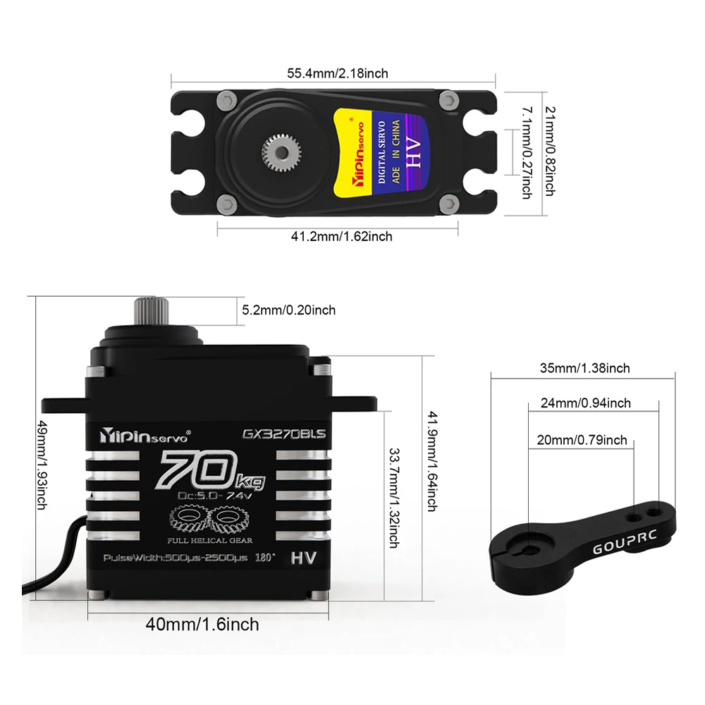 1/2PCS 70KG Large Torque Brush - огляд і ціна Rc Car Servo