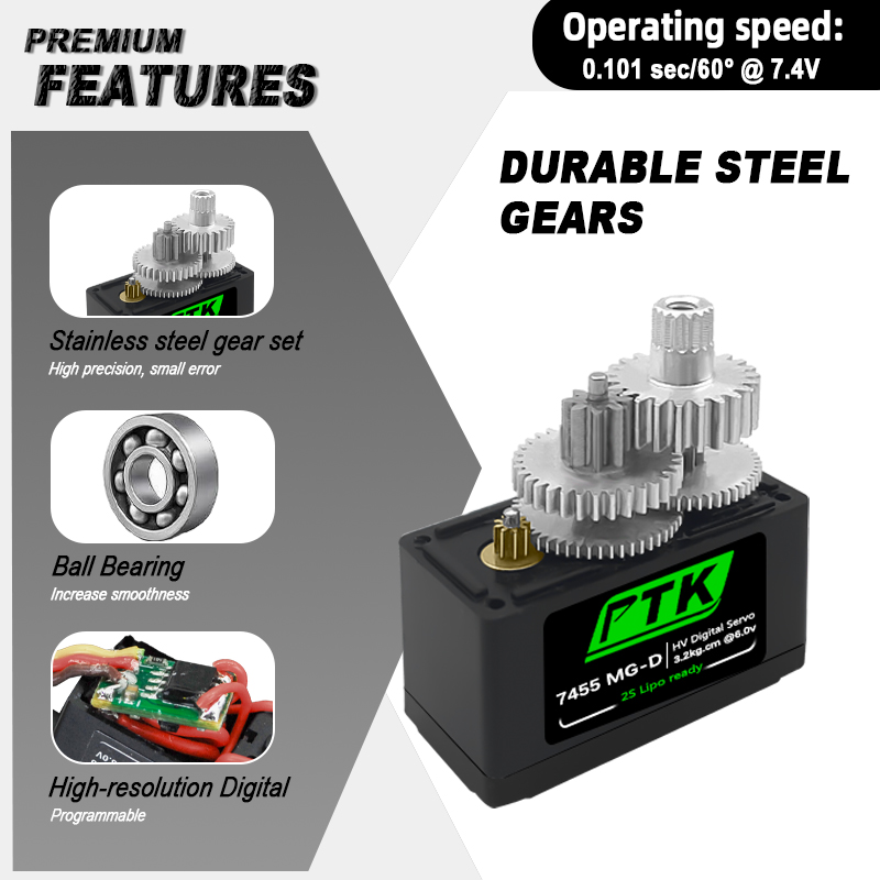PTK 7455MG-D servo 12g Digital - огляд і ціна Rc Car Servo