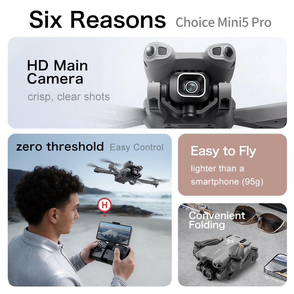 Mini5 Pro Portable Drone HD Ae - огляд і ціна Drone Top Rc