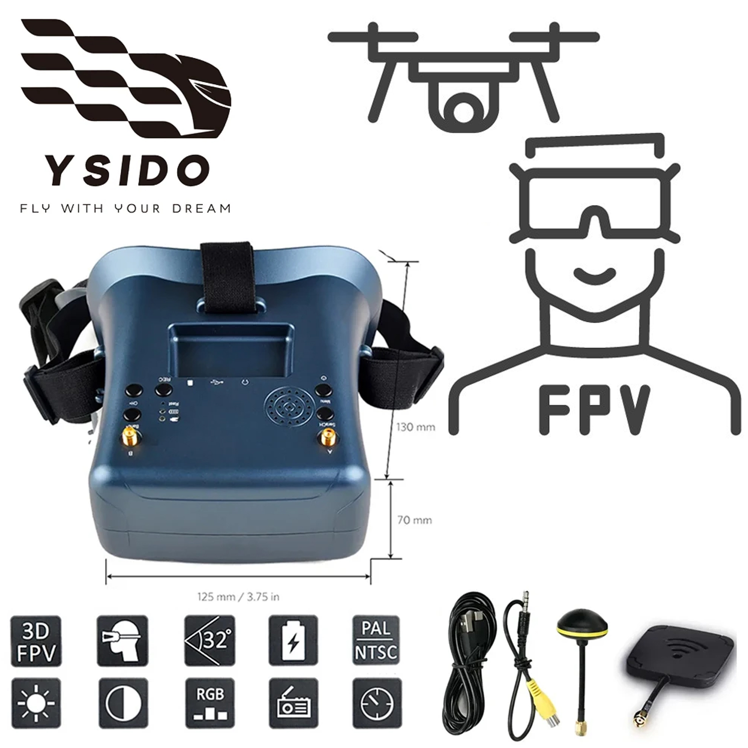 FPV Goggles 008D 5.8G 40CH 4.3 - огляд і ціна Fpv Goggles Headset